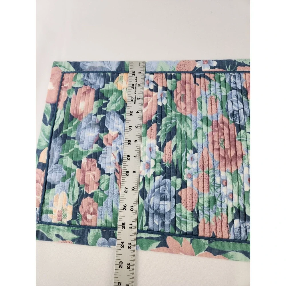 Vtg Pleated Placemats Floral Set Of 4 + Eight Fabric Napkins Cottage Core Dining